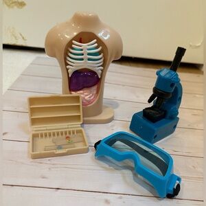 American girl doll science set with Blue Microscope